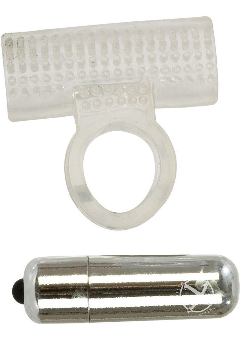 Basic Essentials Vibrating Action Enhancer Cock Ring - Clear