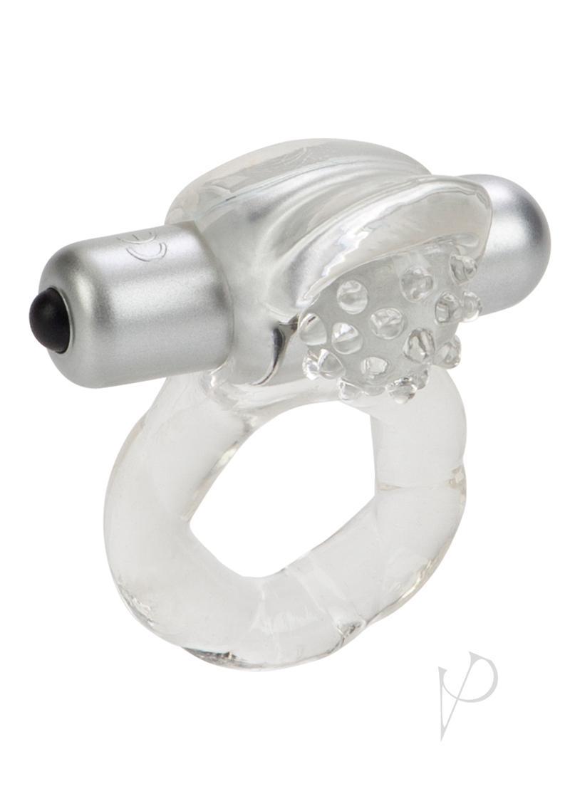Nubby Lover`s Delight Vibrating Cock Ring Cock Ring With Clitoral Stimulation - Clear