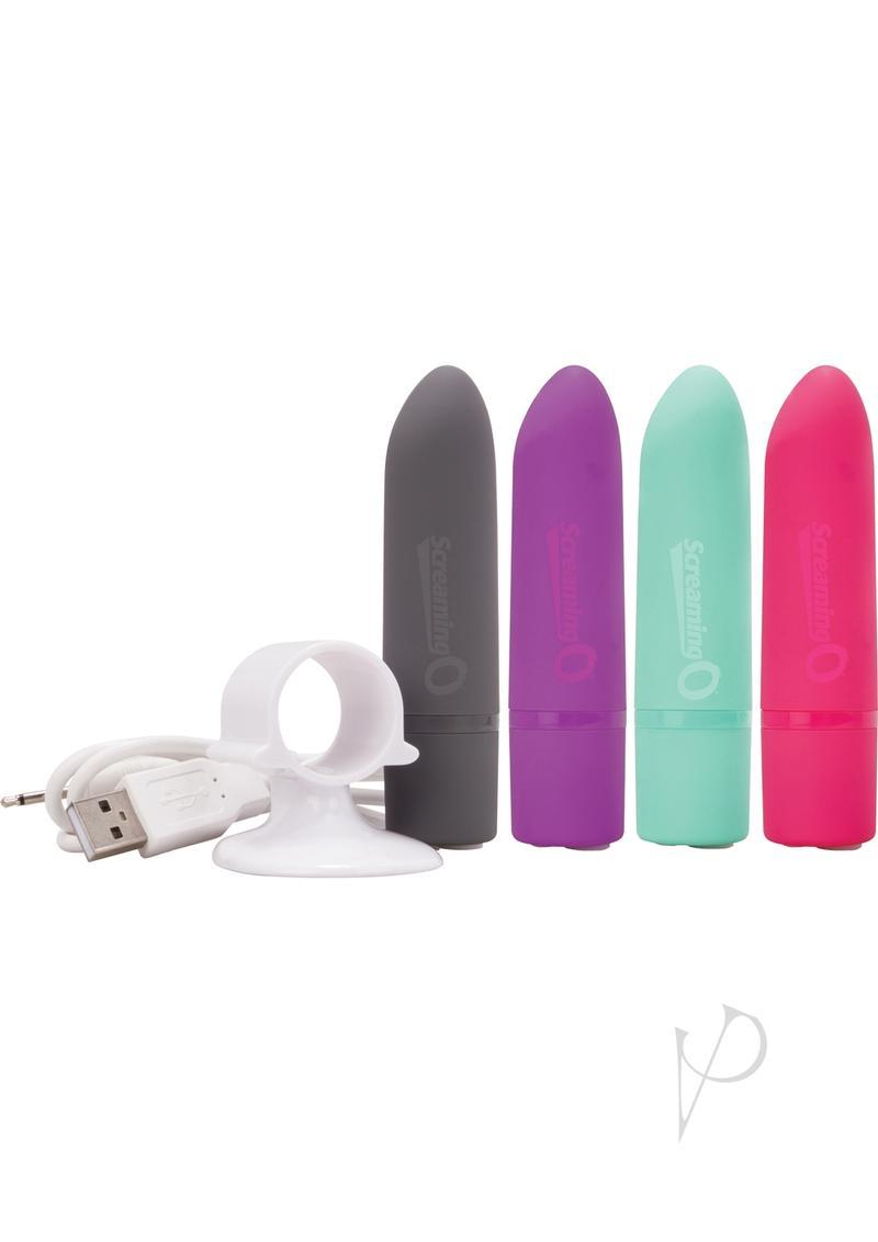 Charged Positive Rechargeable Waterproof Vibrator - Assorted Colors (12 Per Box)