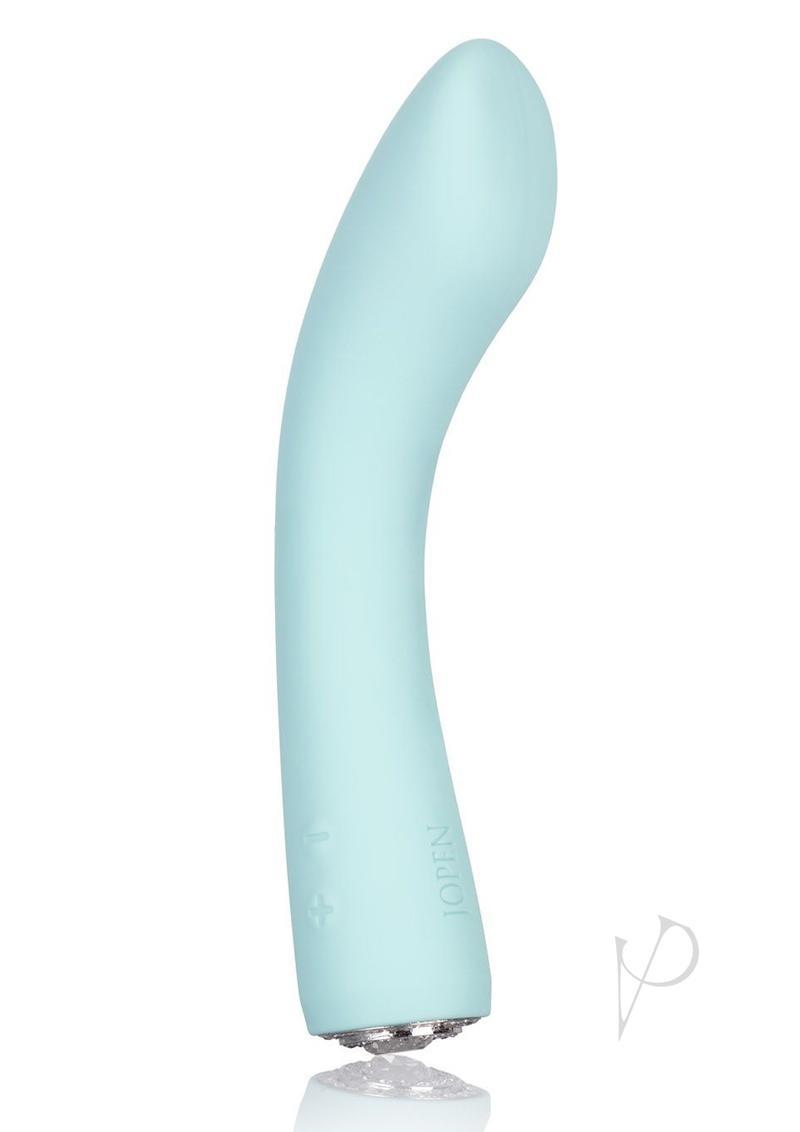 Jopen Pave Vivian Rechargeable Silicone Vibrating Curved Wand Massager With Crystals - Teal