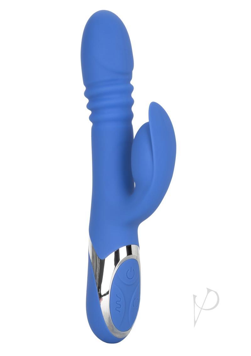 Enchanted Teaser Rechargeable Silicone Thrusting Rabbit Vibrator - Blue
