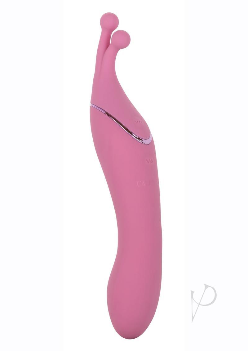 Tempt And Tease Kiss Rechargeable Silicone Vibrator With Clitoral Stimulator - Pink